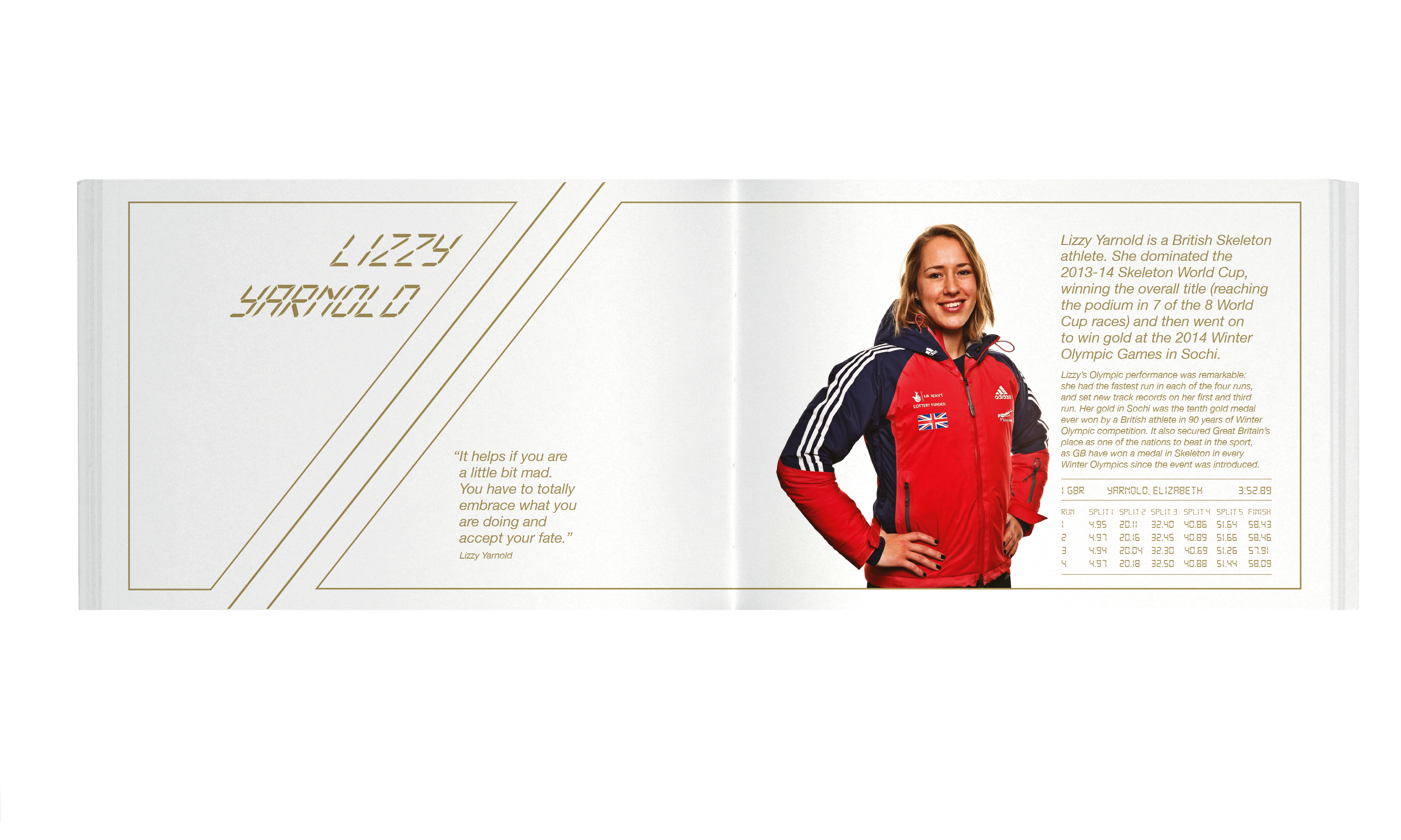 The opening spread of the Lizzy Yarnold story by Neon Design & Branding Consultancy www.neon-creative.com