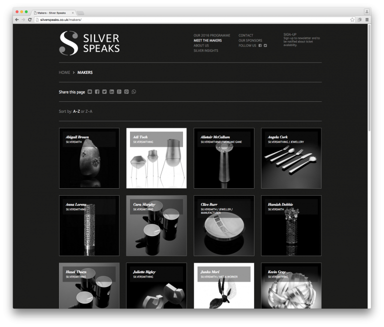 Silver Speaks Makers page - website and branding by Neon