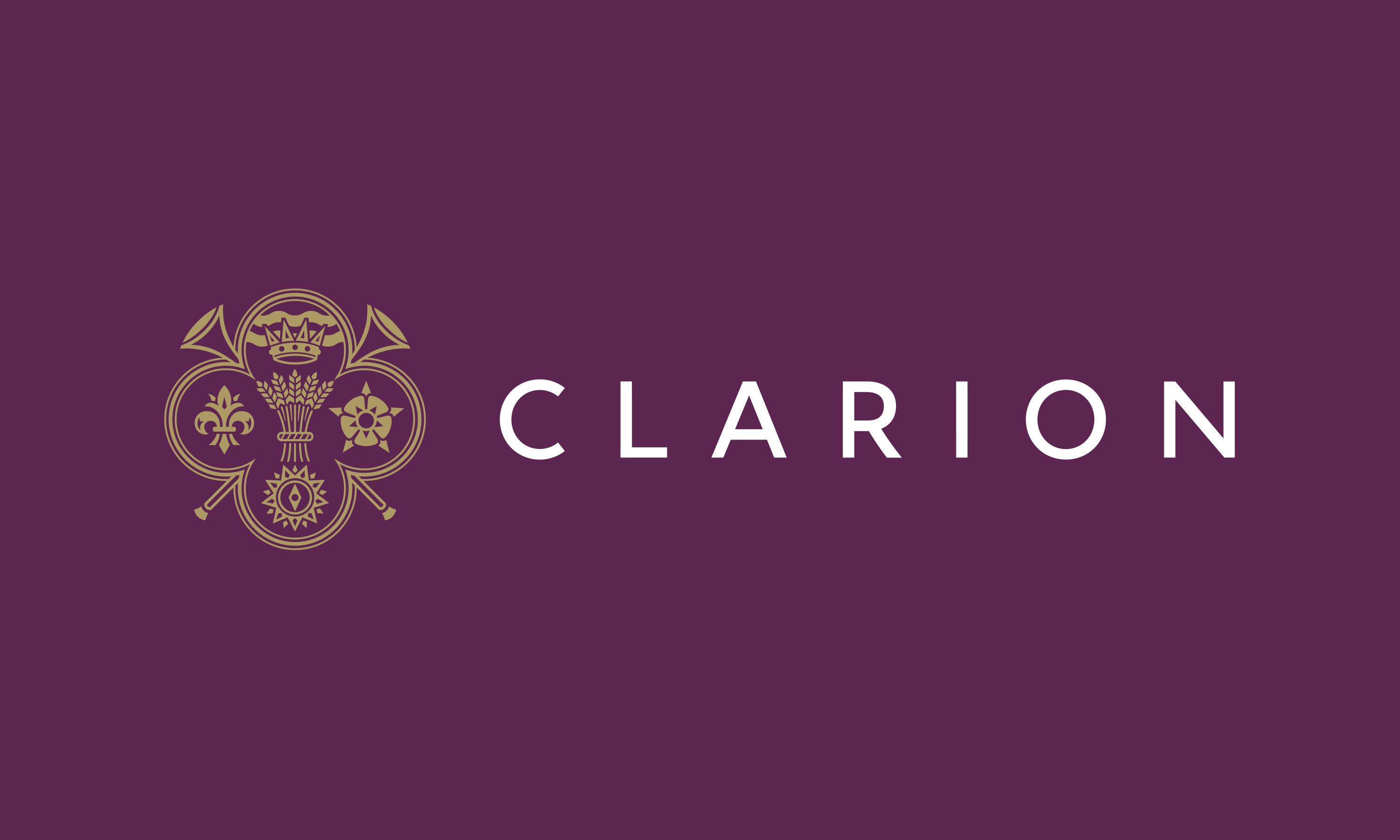 Branding by Neon - Clarion Wealth Management branding - Financial services branding - Clarion logo on royal purple designed by Dana Robertson
