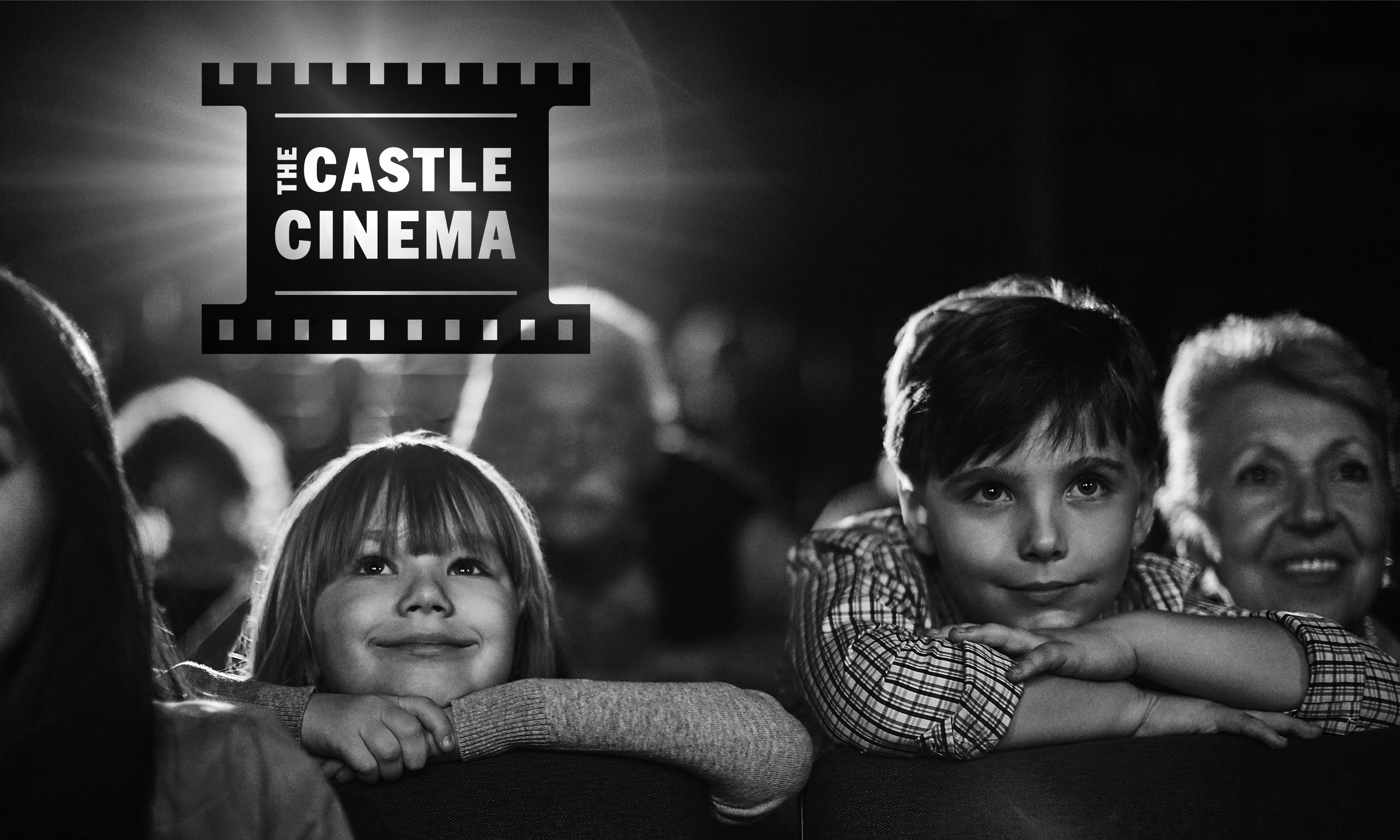 Branding by Neon Castle Cinema logo with audience designed by Dana Robertson